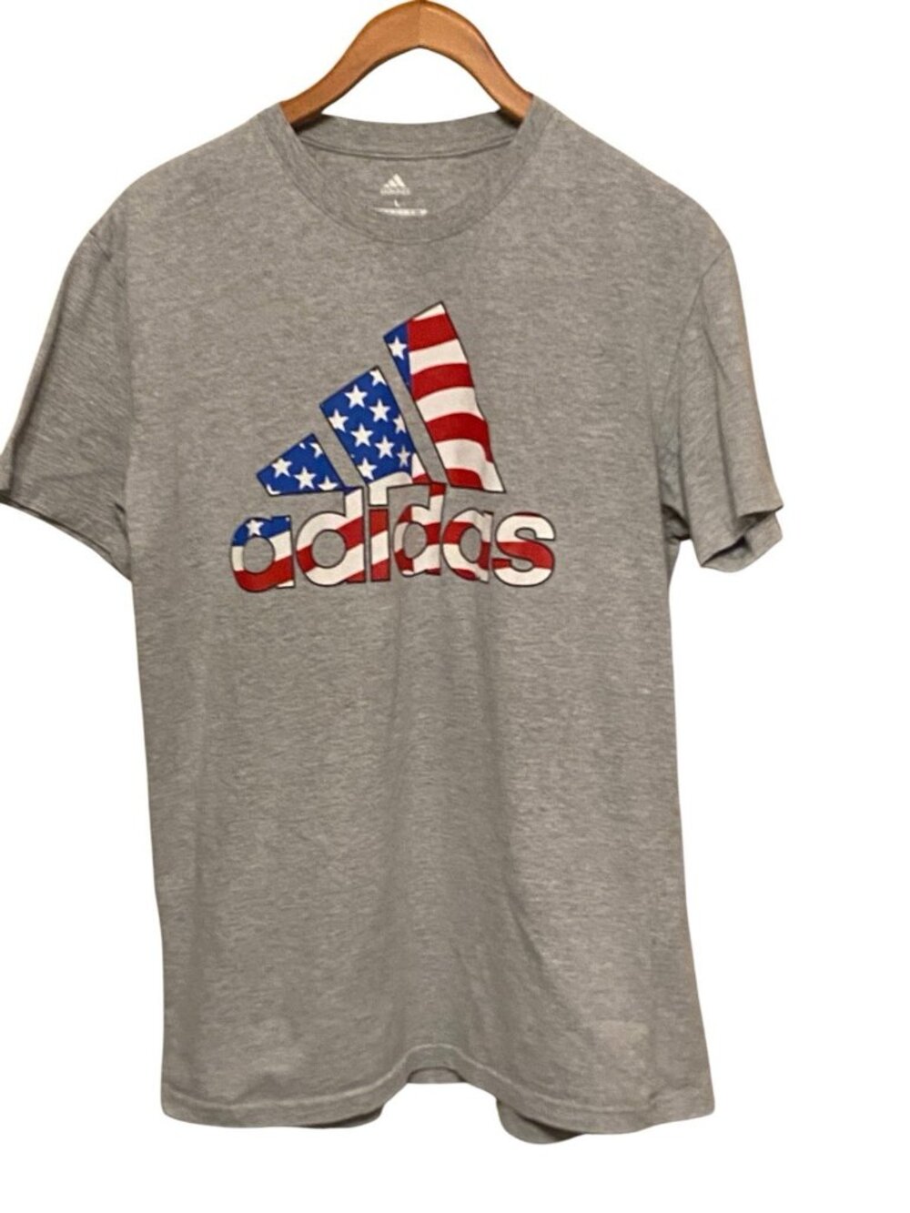 Adidas Gray S/S T-Shirt Men's L Patriotic Logo